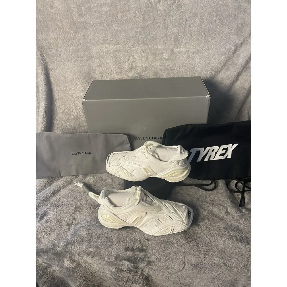 Balenciaga White Rubber and Mesh Tyrex Sneakers Monochrome Size  EU 38/US 7.5